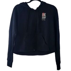 DKNY ACTIVE  Zip-Up Hoodie Black Sweater Size XL